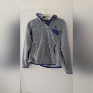 Patagonia Women's Gray Fleece Zip-Up with Blue Trim